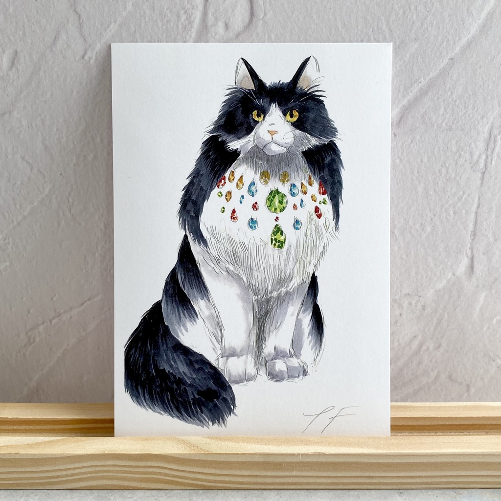 ポストカード【ノルウェージャンフォレストキャット × 鉱物】