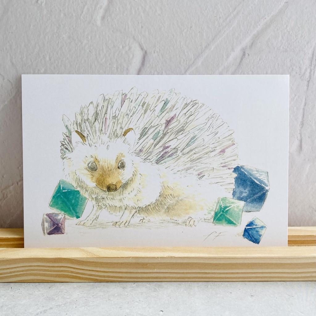 ポストカード【ハリネズミ × 鉱物】