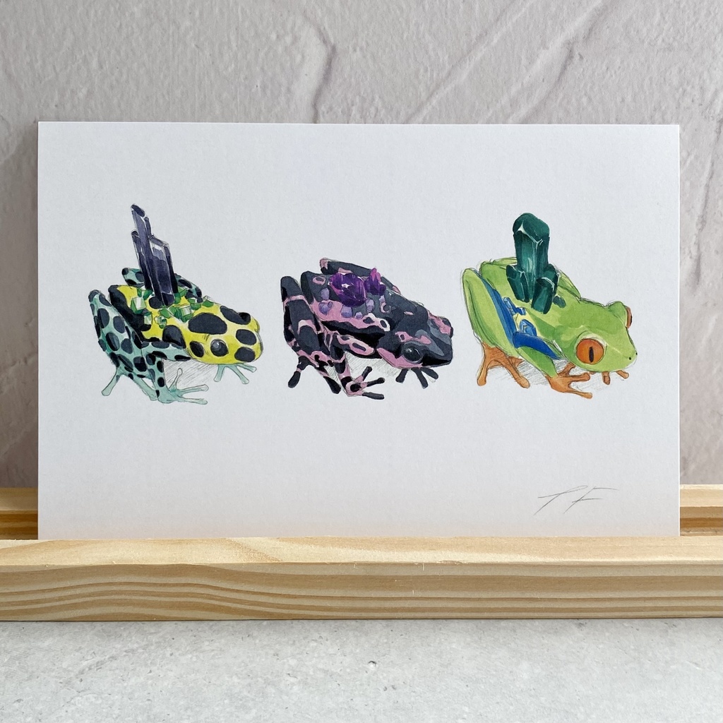 ポストカード【カエル3種 × 鉱物】