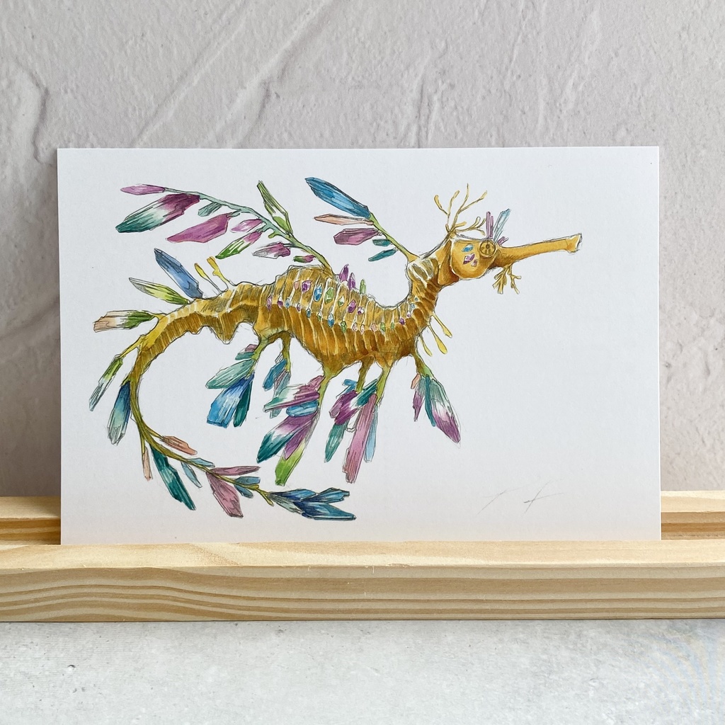 ポストカード【リーフィーシードラゴン × 鉱物】