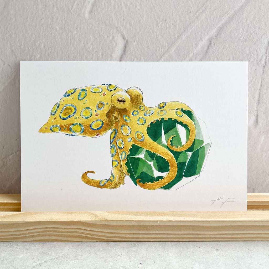 ポストカード【ヒョウモンダコ × 鉱物】