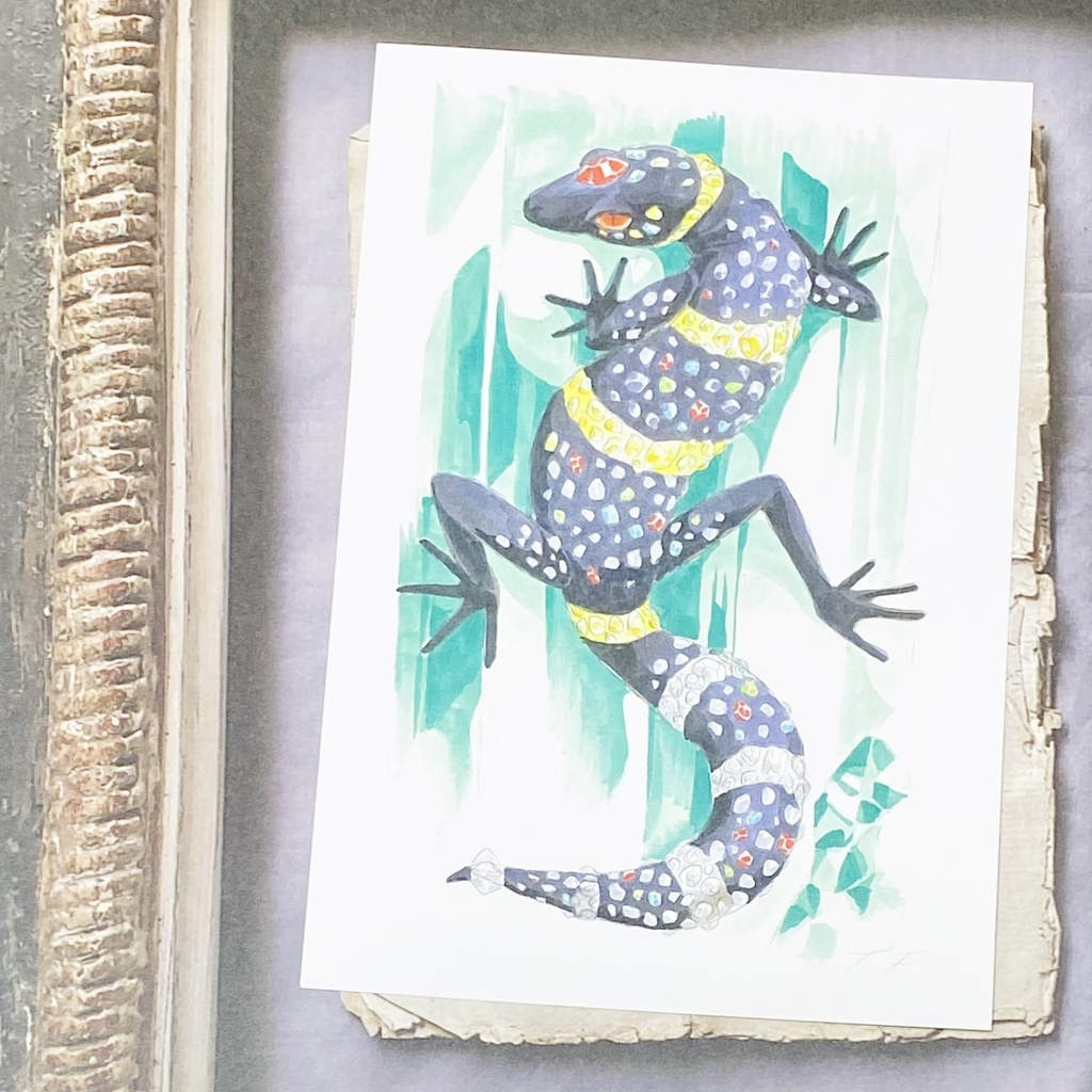 ポストカード【ハイナントカゲモドキ × 鉱物】