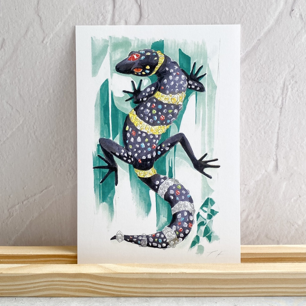 ポストカード【ハイナントカゲモドキ × 鉱物】