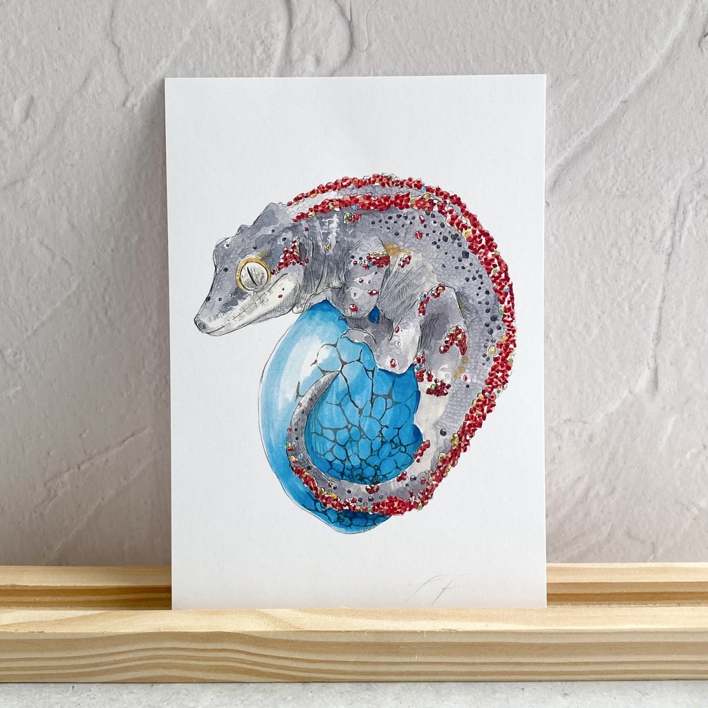 ポストカード【ガーゴイルゲッコー × 鉱物】