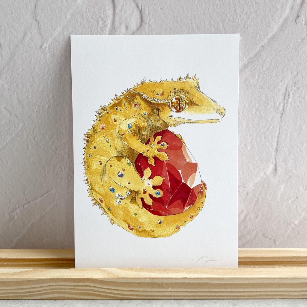 ポストカード【クレステッドゲッコー × 鉱物】