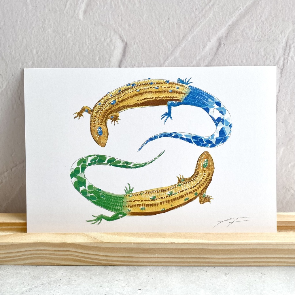 ポストカード【グランカナリアカラカネトカゲ × 鉱物】