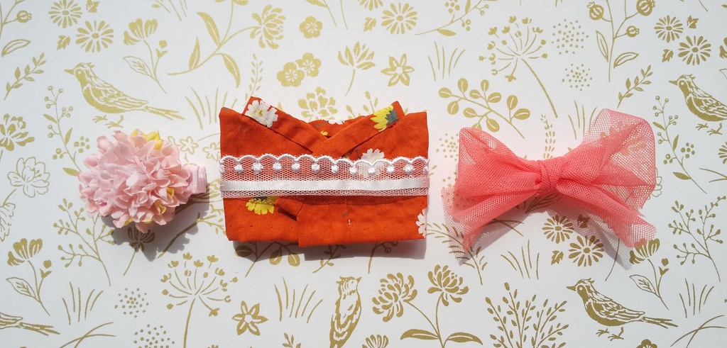 【ぱぴ用】ちいさなマーガレットの朱色浴衣セット