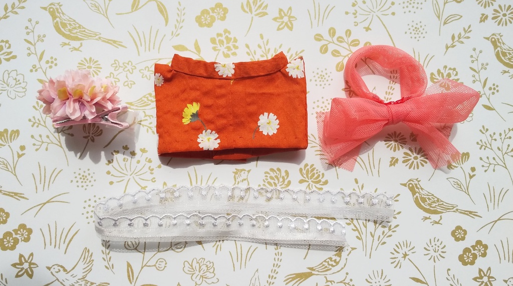 【ぱぴ用】ちいさなマーガレットの朱色浴衣セット