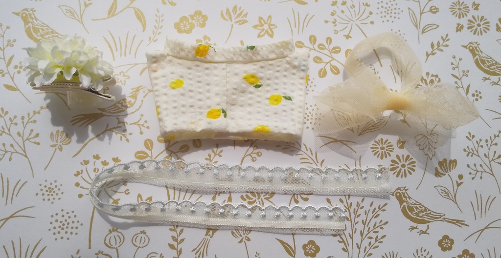 【ぱぴ用】ちいさな檸檬の白色浴衣セット