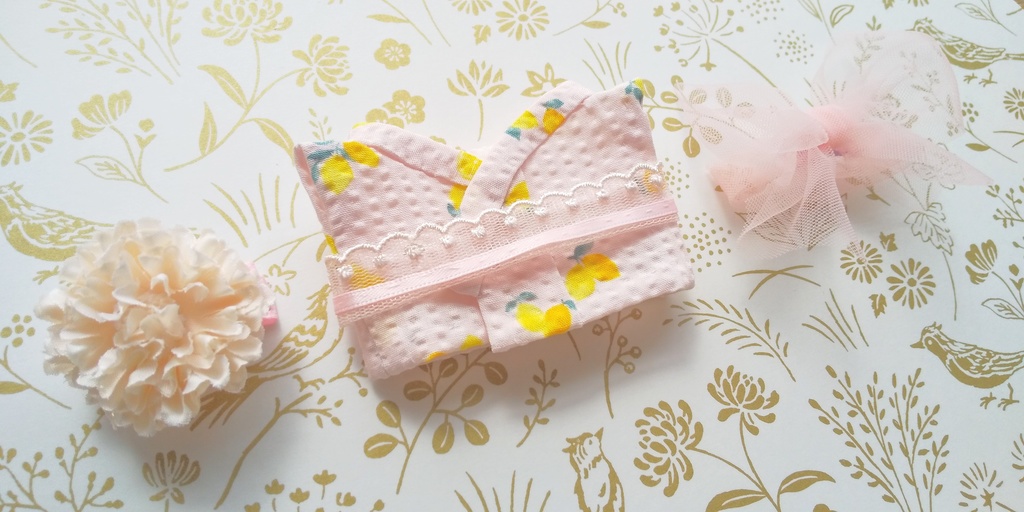 【ぱぴ用】ちいさな檸檬の桃色浴衣セット