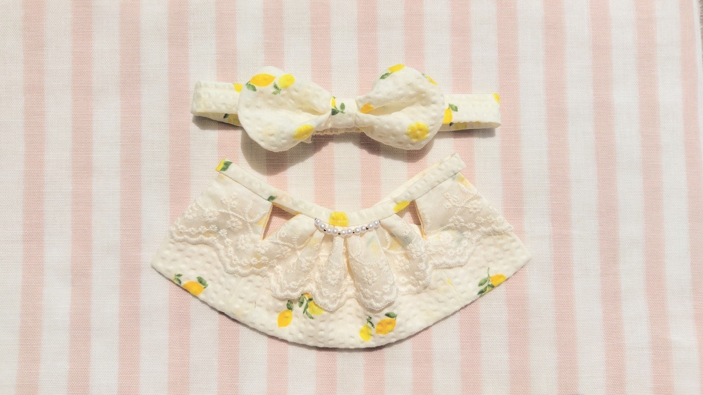 【パピぬい用】檸檬のエプロンドレス〈ホワイト〉