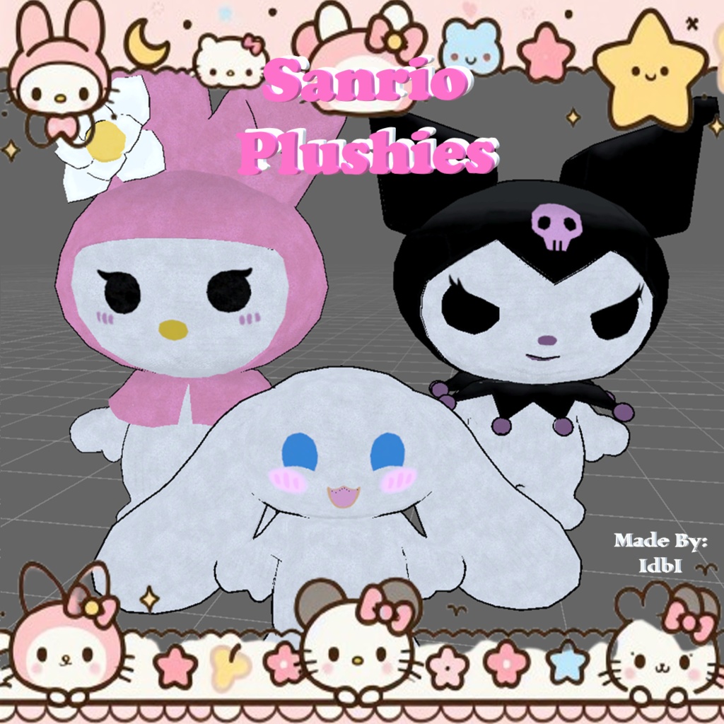 ❤️Sanrio Plushies (Kuromi, My Melody, Cinnamoroll) Assets for VRChat❤️