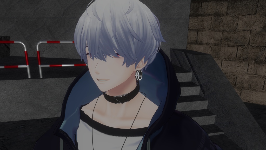 VRChat向け 片耳用ピアス 3色カラーバリエーションマテリアル付き