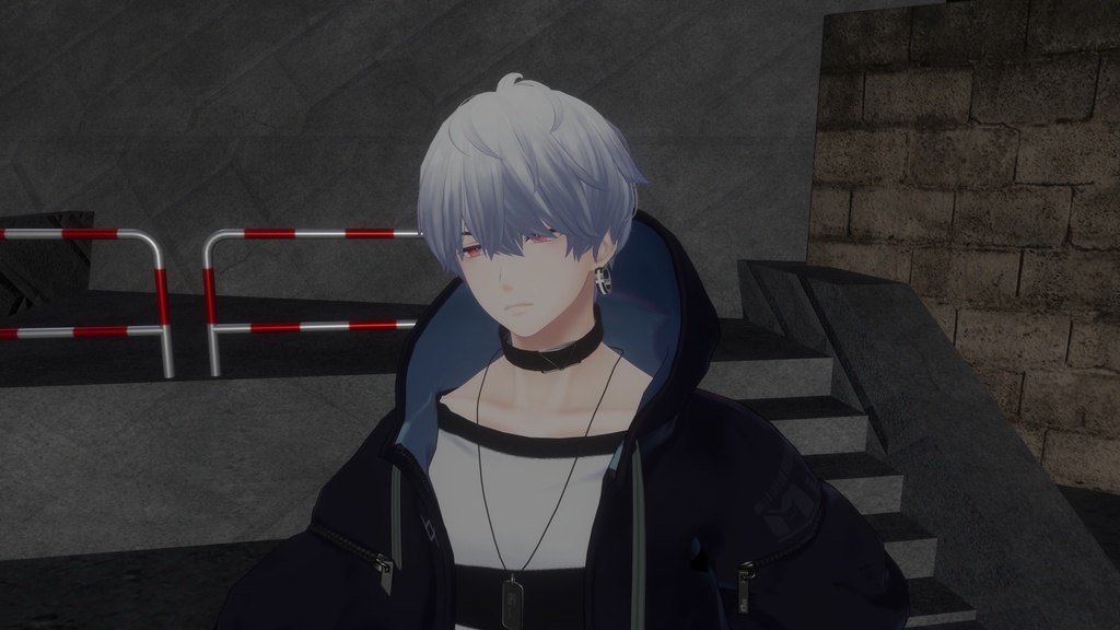 VRChat向け 片耳用ピアス 3色カラーバリエーションマテリアル付き