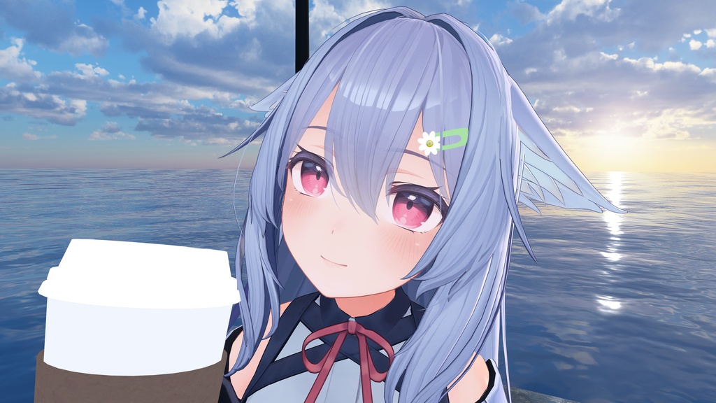 VRChat向け お花のヘアピン 桔梗ちゃん設定済み