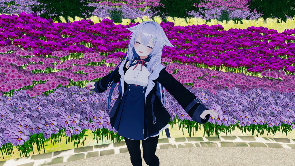 VRChat向け お花のヘアピン 桔梗ちゃん設定済み