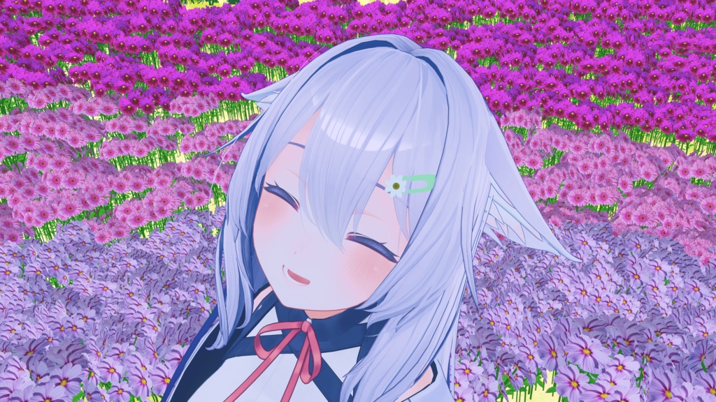 VRChat向け お花のヘアピン 桔梗ちゃん設定済み