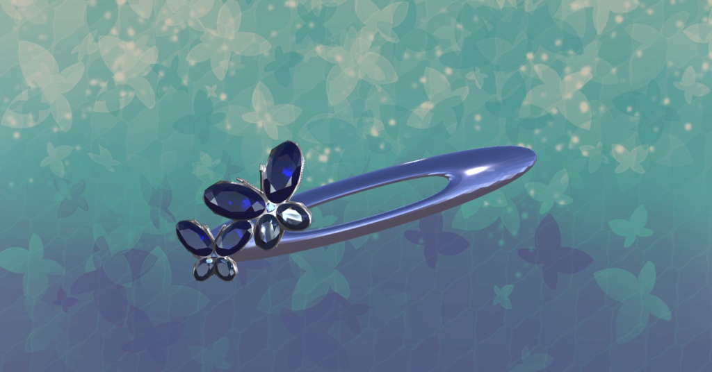 VRChat向け 蝶のヘアピン 桔梗ちゃん設定済み