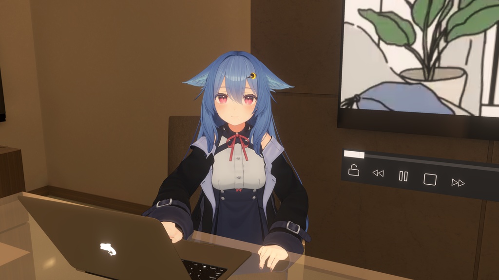 VRChat向け 月と星の髪留め 桔梗ちゃん設定済み