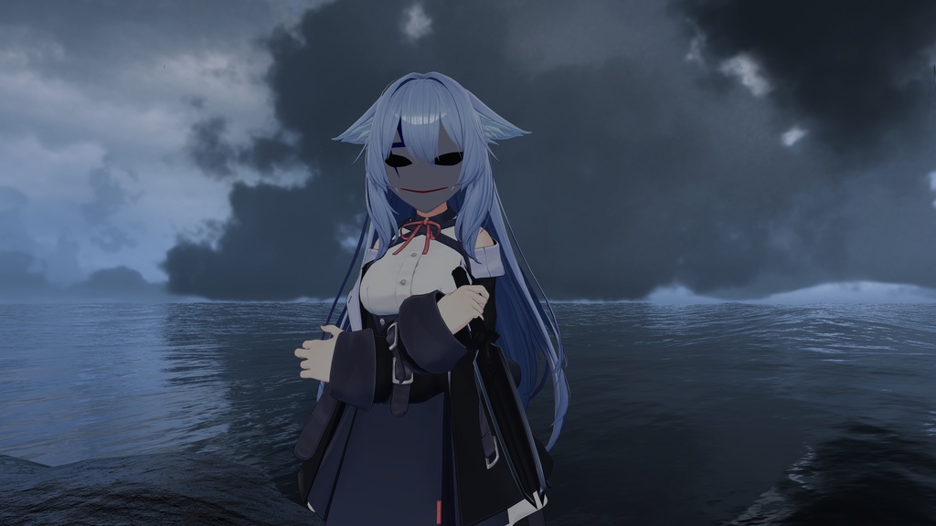 VRChat向け 黒の死神 コスプレ小道具 セット 桔梗ちゃん セットアップ済みプレハブ付き 仮面 ナイフ