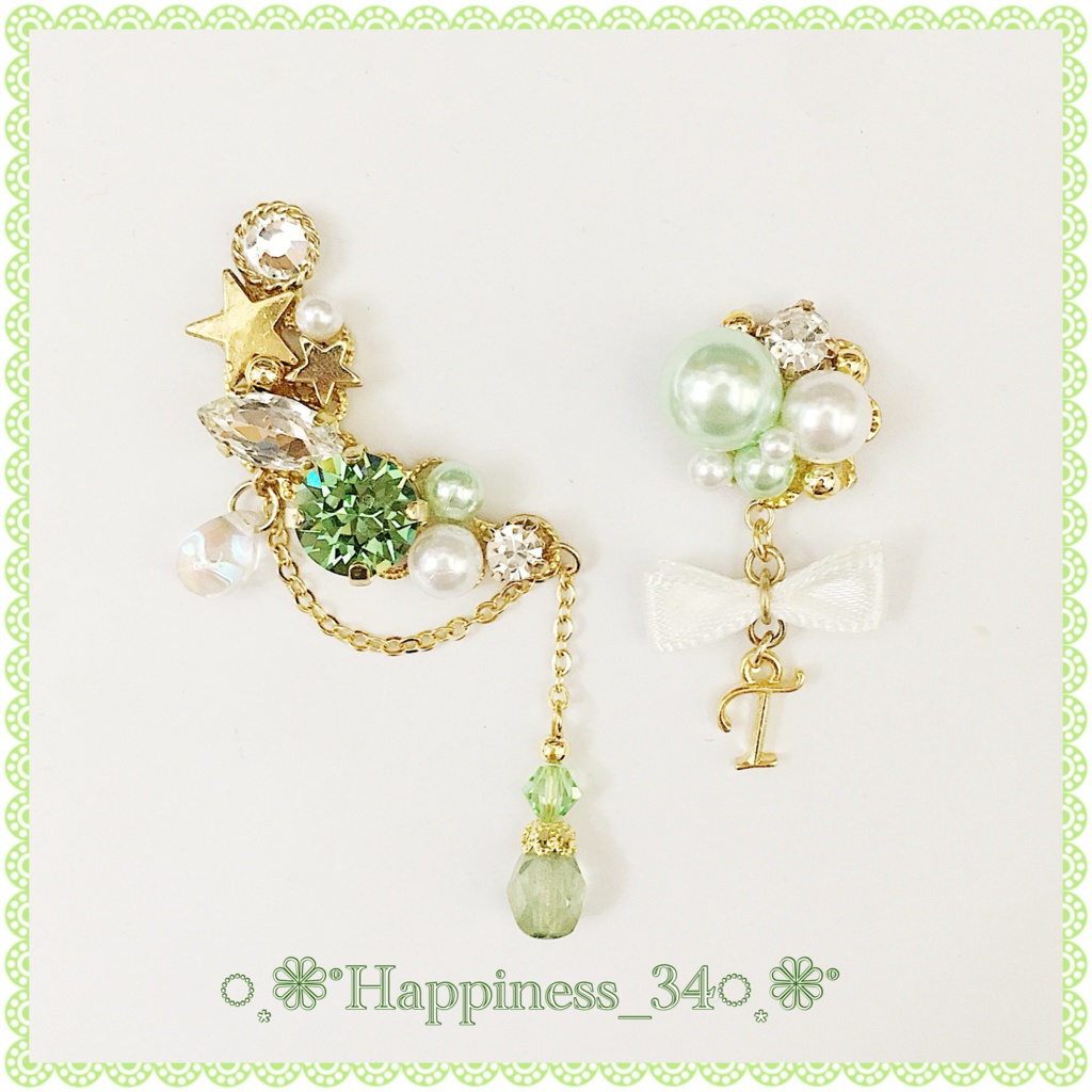 スタージュエルイヤーカフセット✧*グリーンカラー✧*