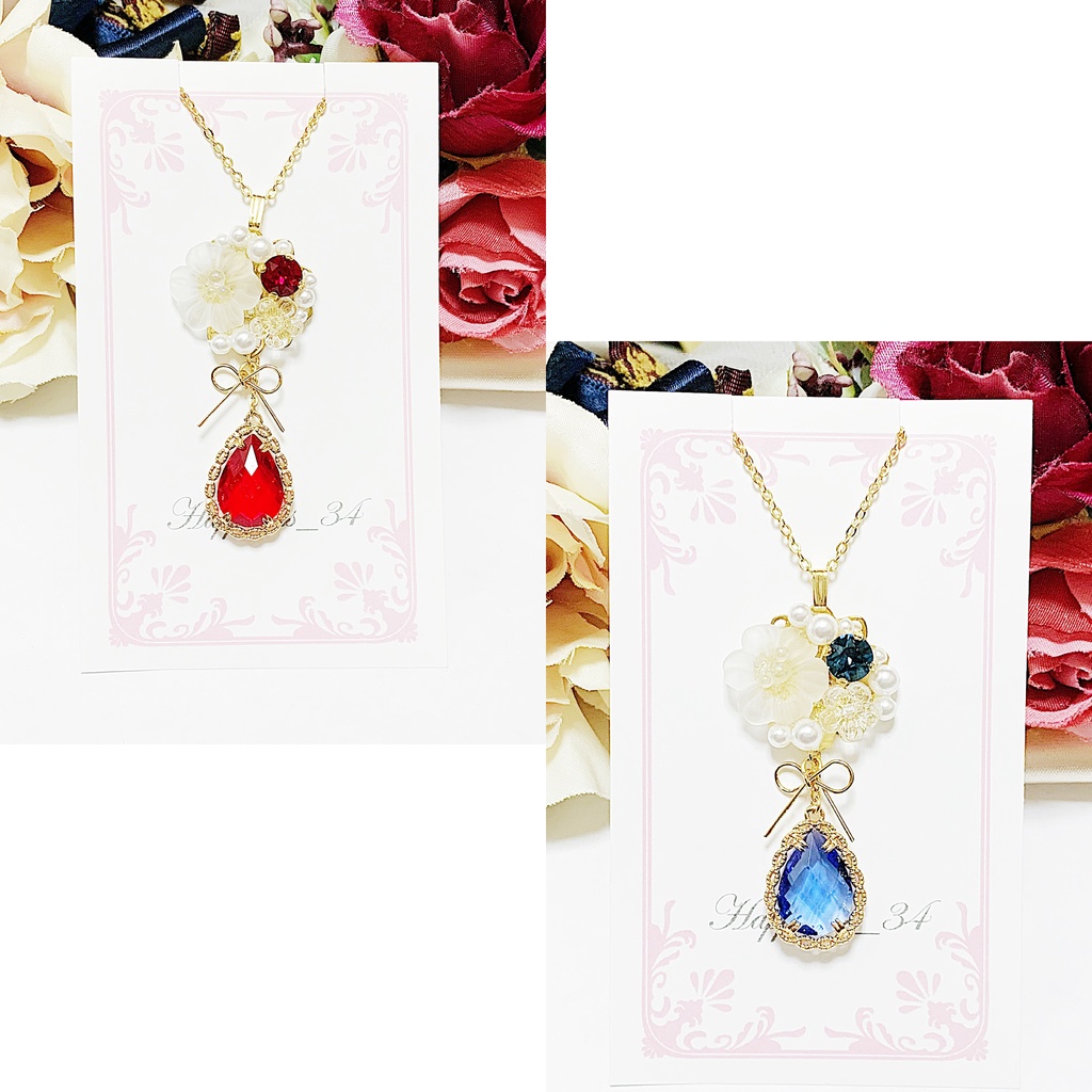 ｰBouquet necklaceｰ【スカーレット＆サファイア】ネックレス
