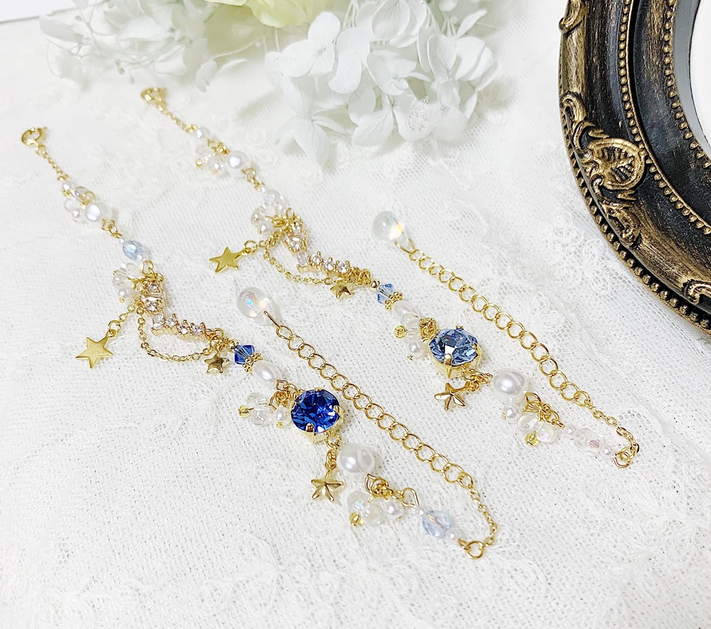 Element Bijouxーー星空のブレスレットーーブルー系2種