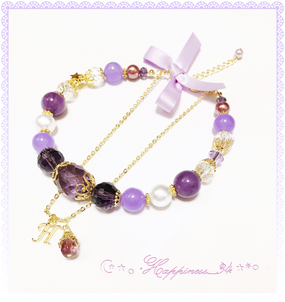 SummerBracelet~パープルカラー天然石ブレスレット~