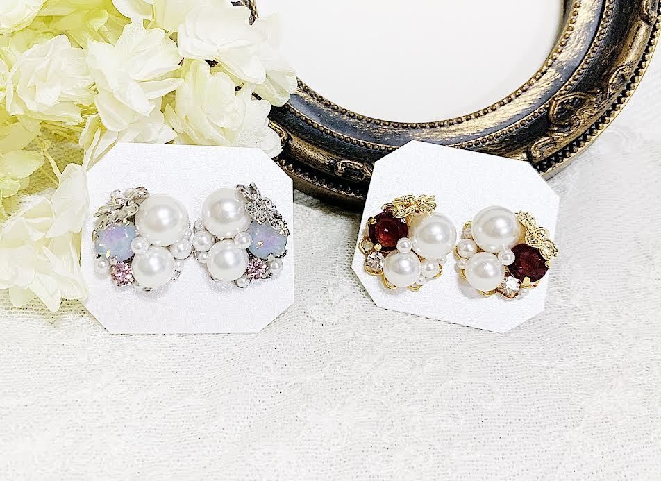 Innocent Flower Bijouxーイヤリング&ピアスー【ゴールド×アメジスイグナイト】