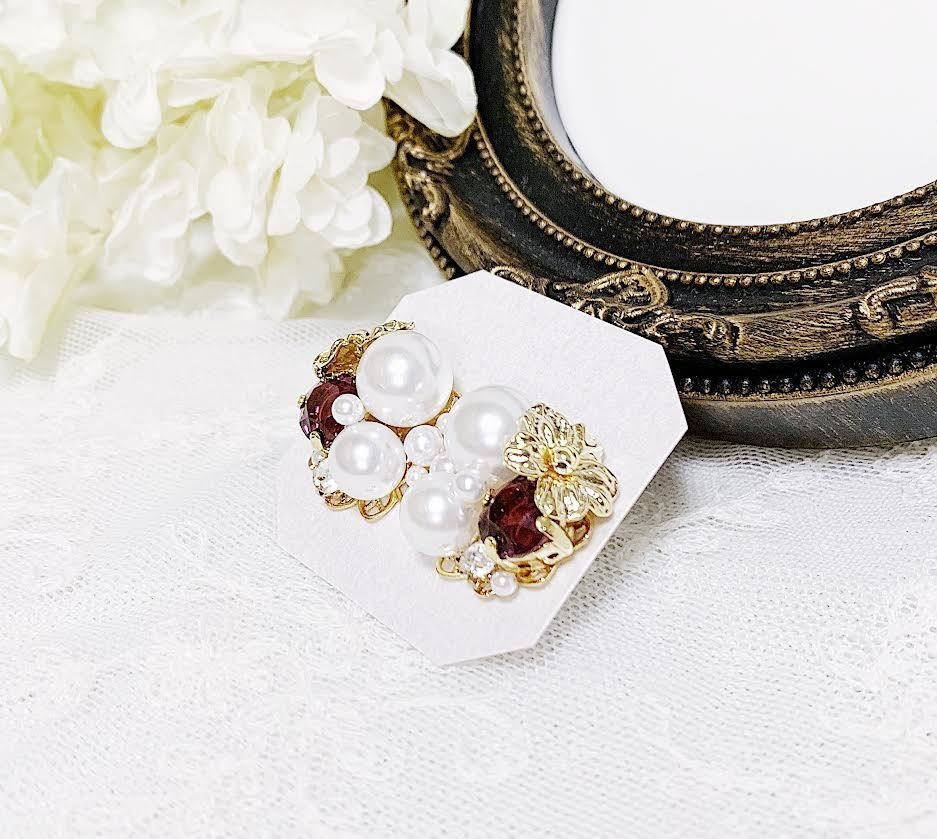 Innocent Flower Bijouxーイヤリング&ピアスー【ゴールド×アメジスイグナイト】