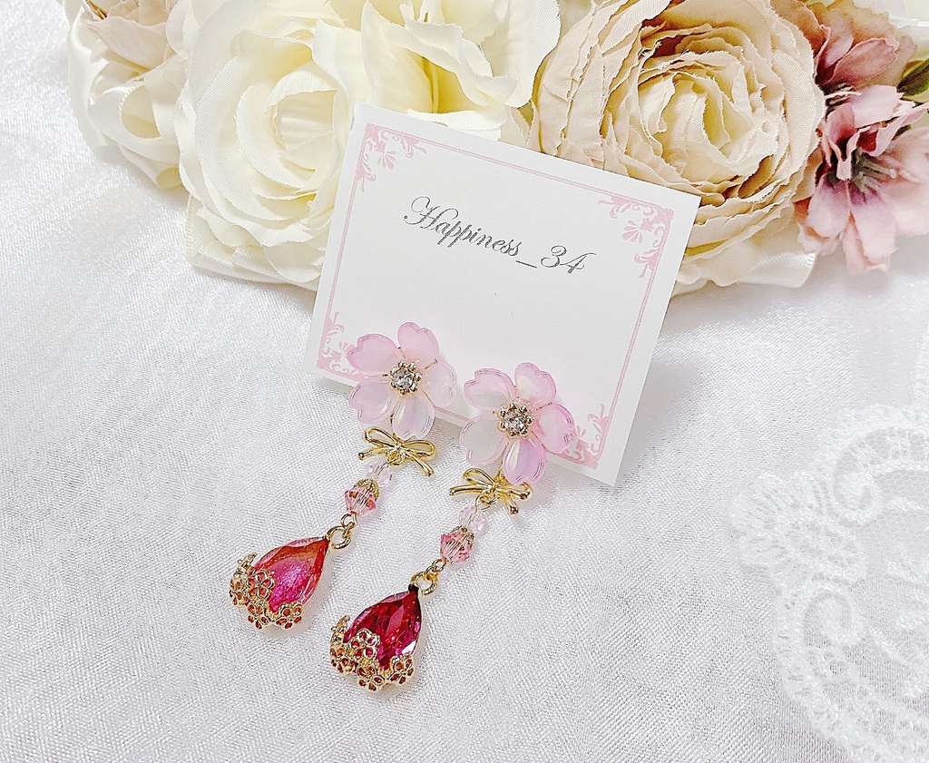 Sakura bouquet クリップタイプイヤリング