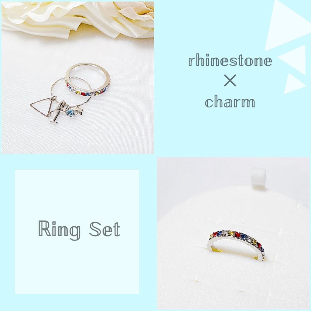 Triangle Ring Set ❤️💙💛イニシャル付き