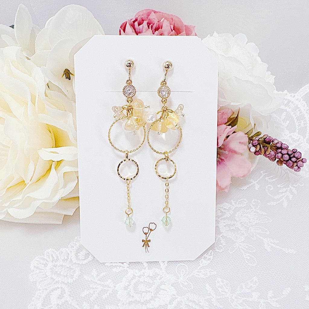 -Annette earrings-ライトイエロー MIX イヤリング