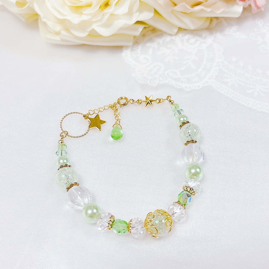 【SALE】𝐩𝐚𝐬𝐭𝐞𝐥 𝐜𝐨𝐥𝐨𝐫𝐬【グリーン】天然石ブレスレット