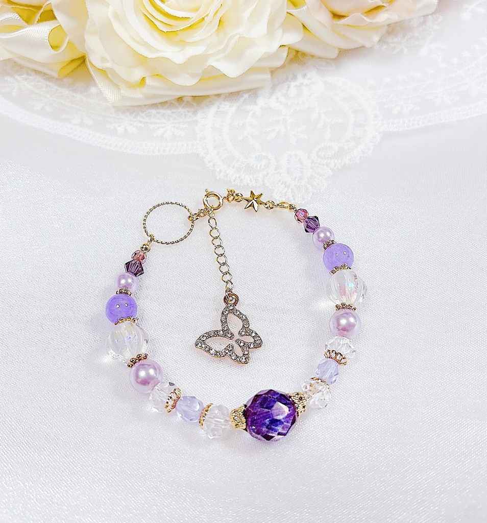 【SALE】𝐩𝐚𝐬𝐭𝐞𝐥 𝐜𝐨𝐥𝐨𝐫𝐬【パープル】天然石ブレスレット