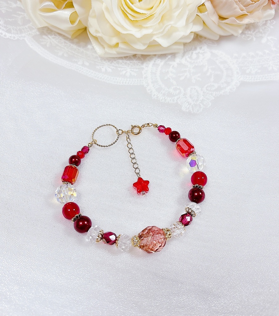 【SALE】𝐩𝐚𝐬𝐭𝐞𝐥 𝐜𝐨𝐥𝐨𝐫𝐬【レッド】天然石ブレスレット