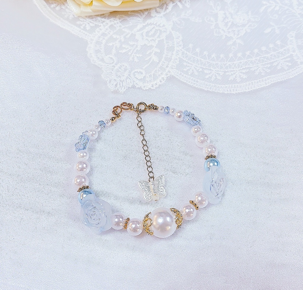 𝐏𝐫𝐢𝐧𝐜𝐞𝐬𝐬 𝐫𝐨𝐬𝐞 お袖留めブレスレット【Lt.サファイア】