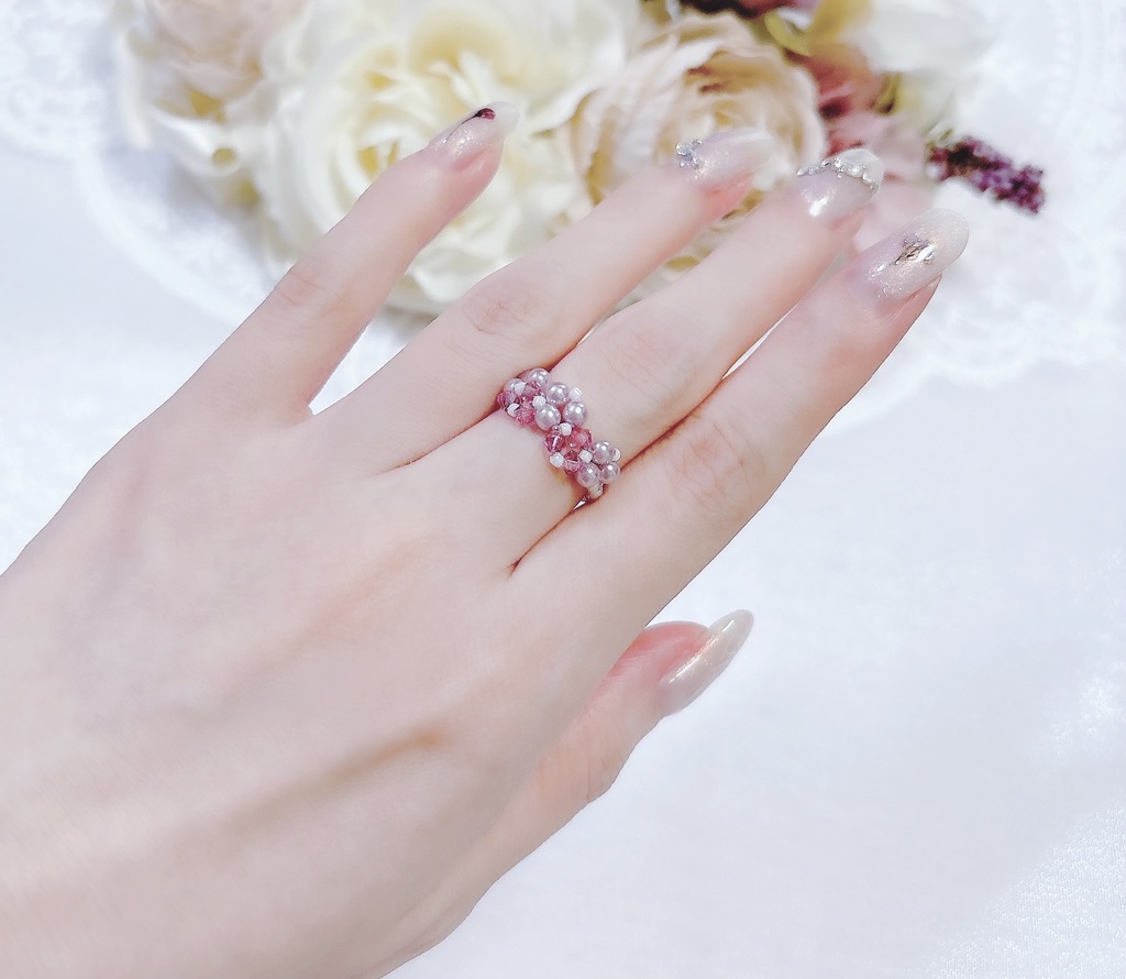 -Annette-ビーズリング【Dark Rose】