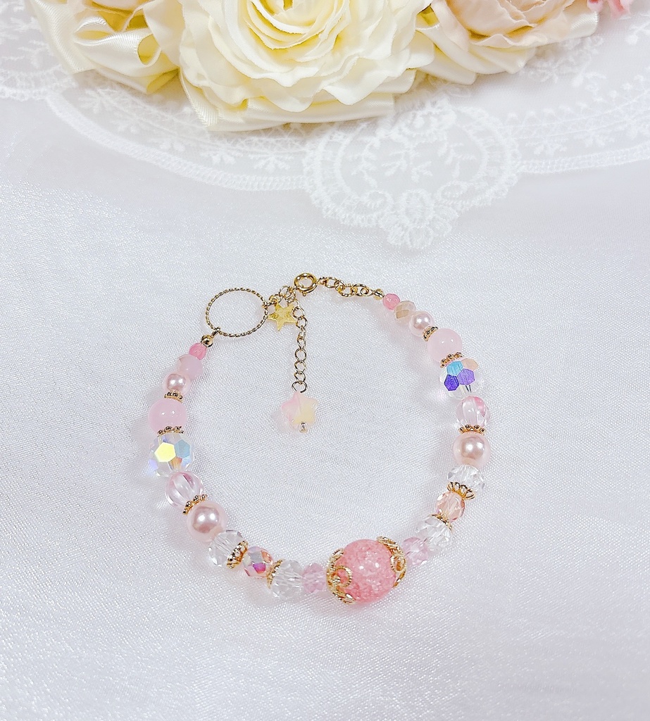 𝐩𝐚𝐬𝐭𝐞𝐥 𝐜𝐨𝐥𝐨𝐫𝐬【ピンク】天然石ブレスレット