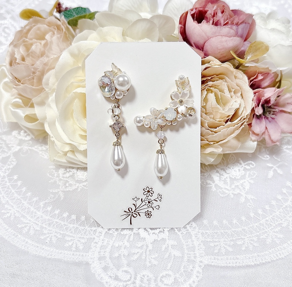 Lumière de Sakura【ホワイトオパール】ビジューイヤーカフセット