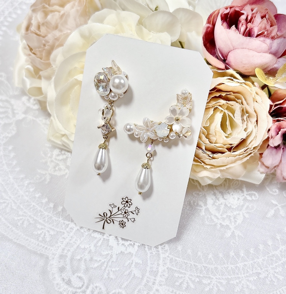 Lumière de Sakura【ホワイトオパール】ビジューイヤーカフセット