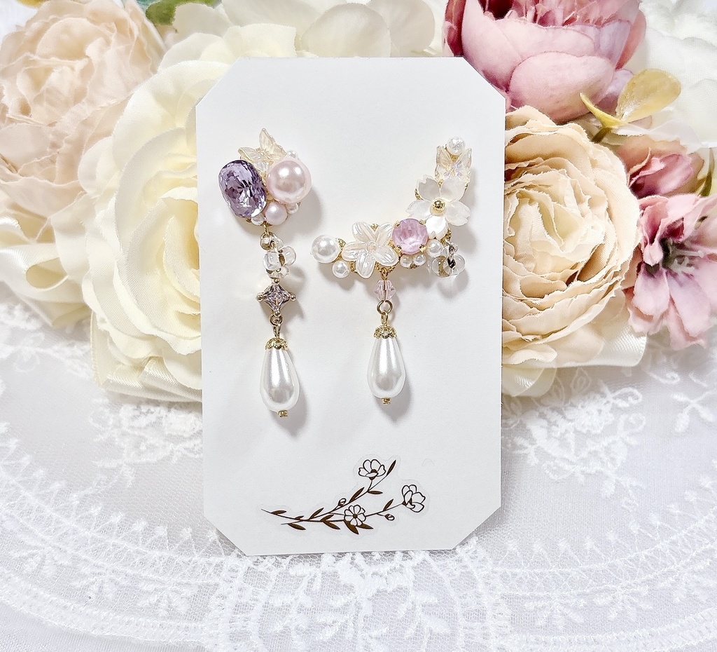 Lumière de Sakura【アンティークバイオレット】ビジューイヤーカフセット