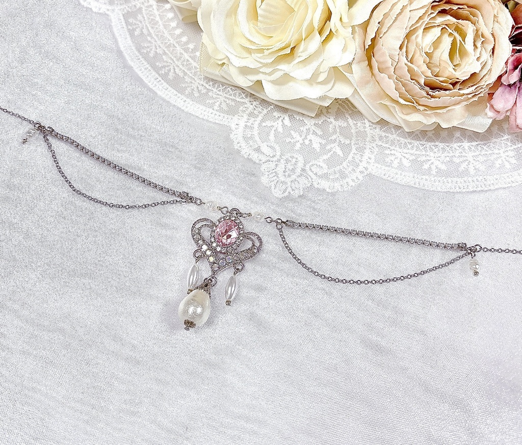 Rose de Cristal Glacé チョーカーネックレス【ライトローズ】