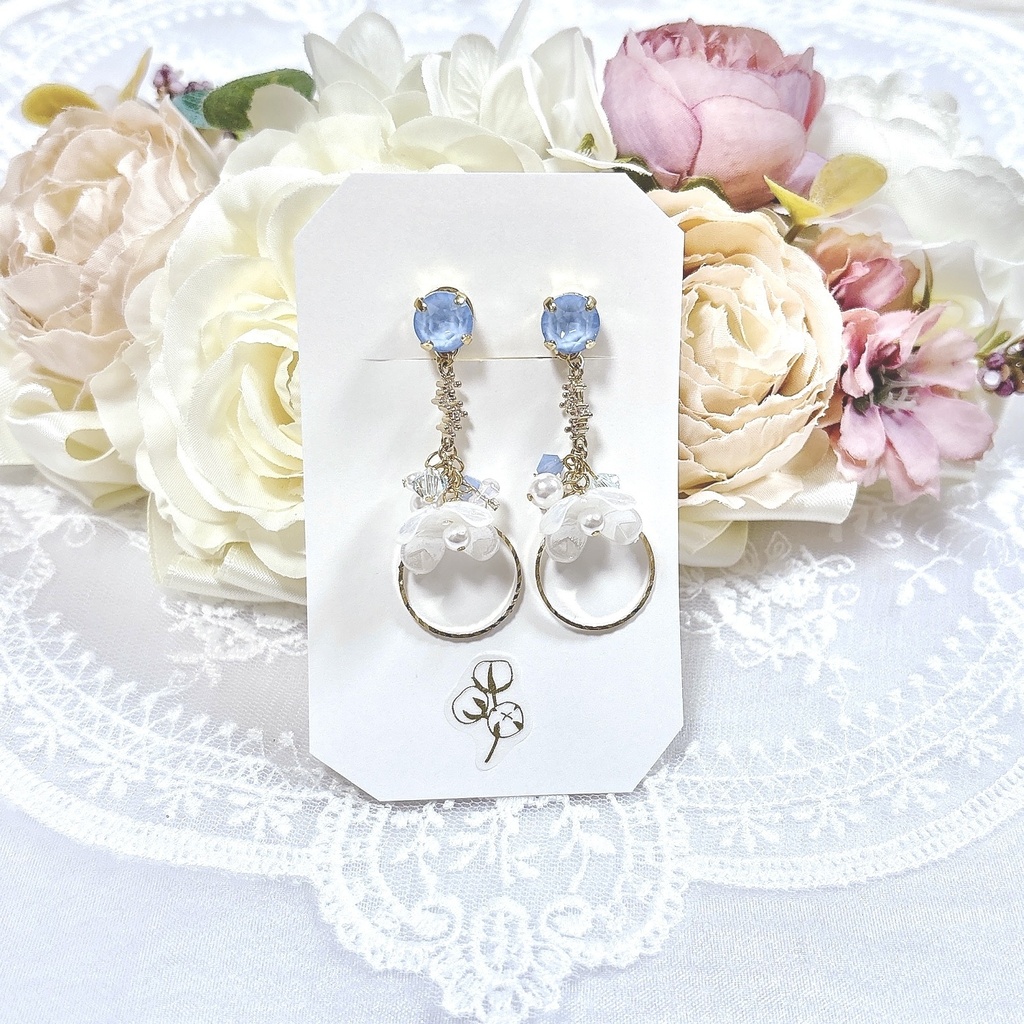 ｰFleur de Cristal Bleuｰ クリスタルブルーイヤリング