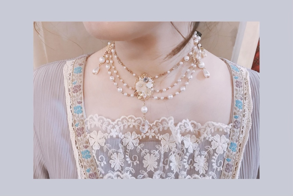Le Baiser de Violette シャンデリアリボンネックレス【アメジスト】