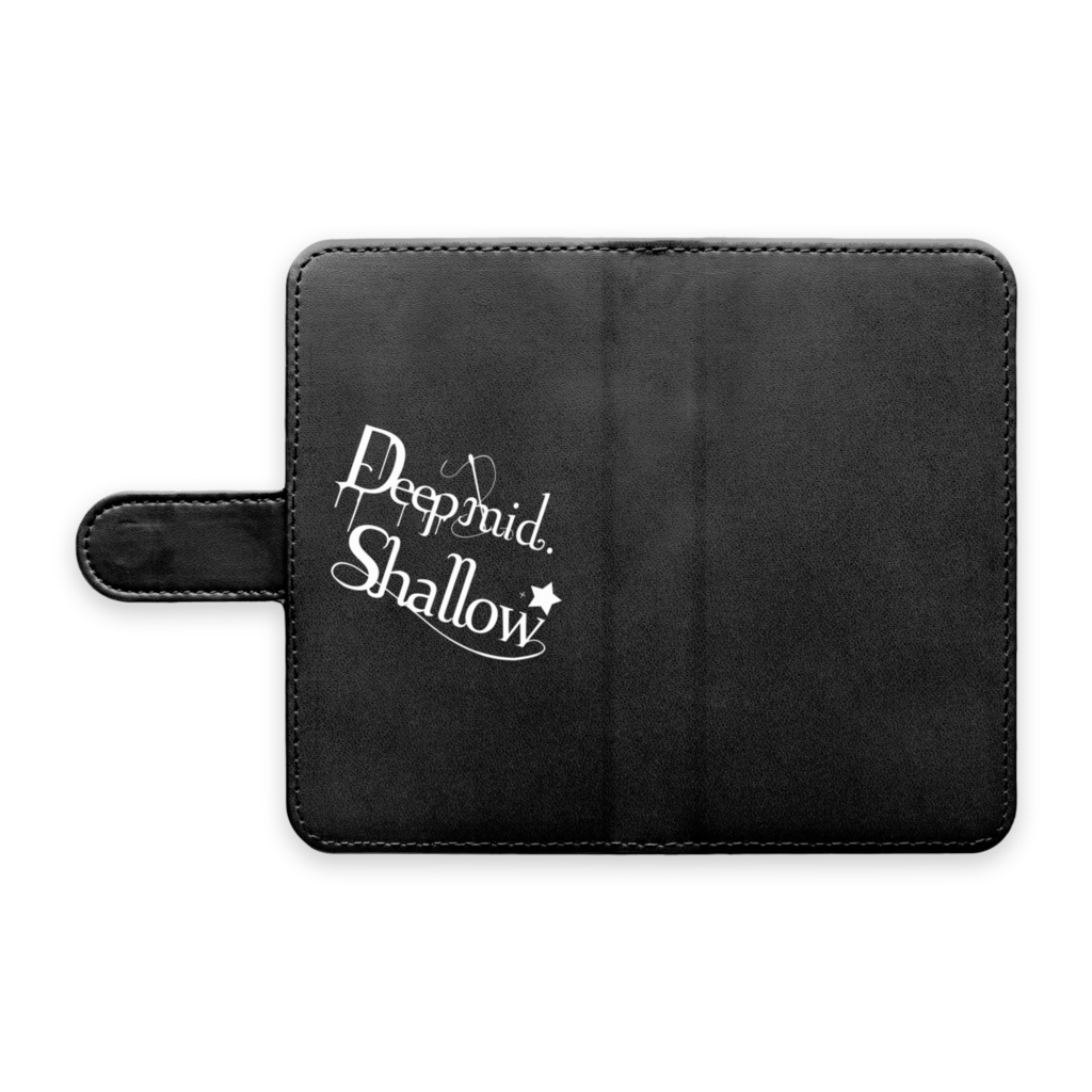 Deep mid. Shallow ロゴ入りAndroidケース(手帳型・黒)