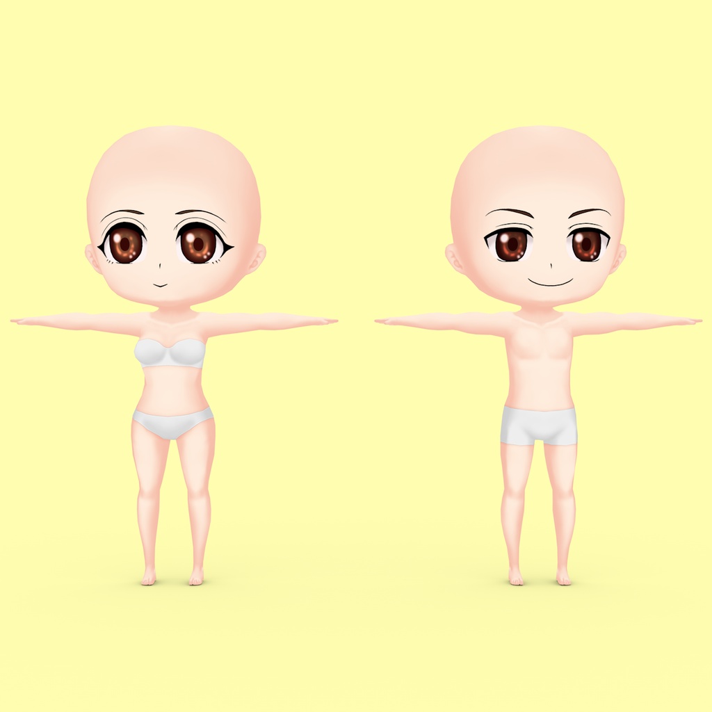 Chibi 手描き・リグ設定済みちびキャラ