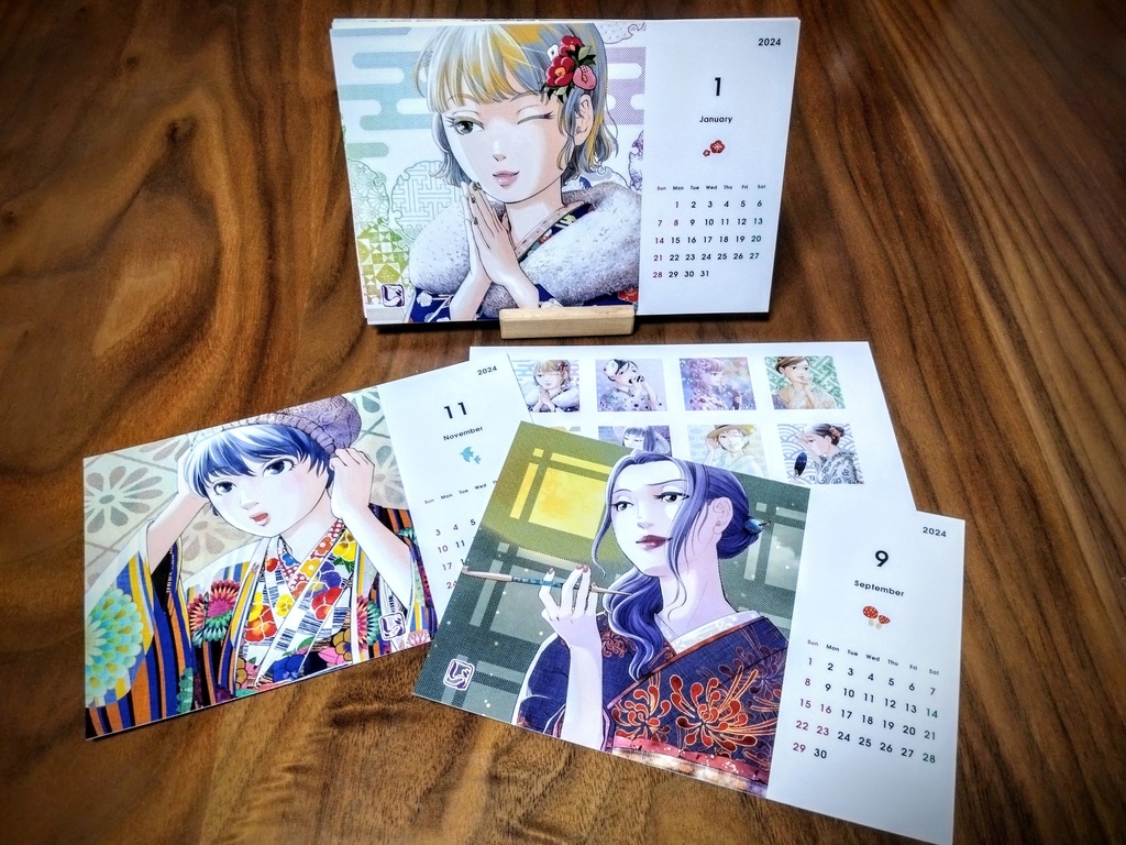 2024年「KimonoGirls~seasons~」卓上カレンダー