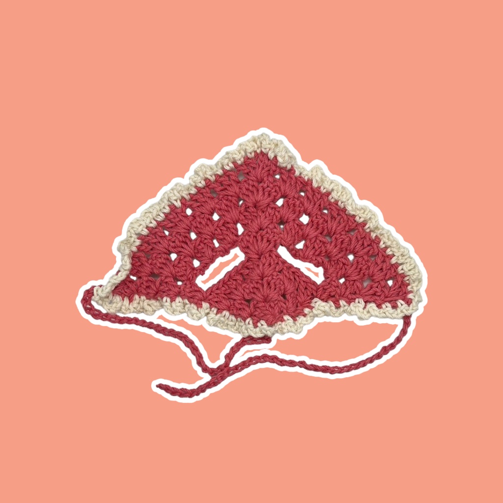 【10cmぬい服】耳出しフリルのバブーシュカ(ピンク)