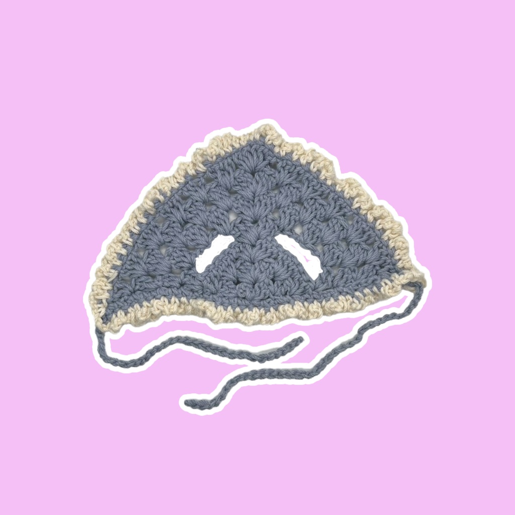 【10cmぬい服】 耳出しフリルのバブーシュカ(薄紫)